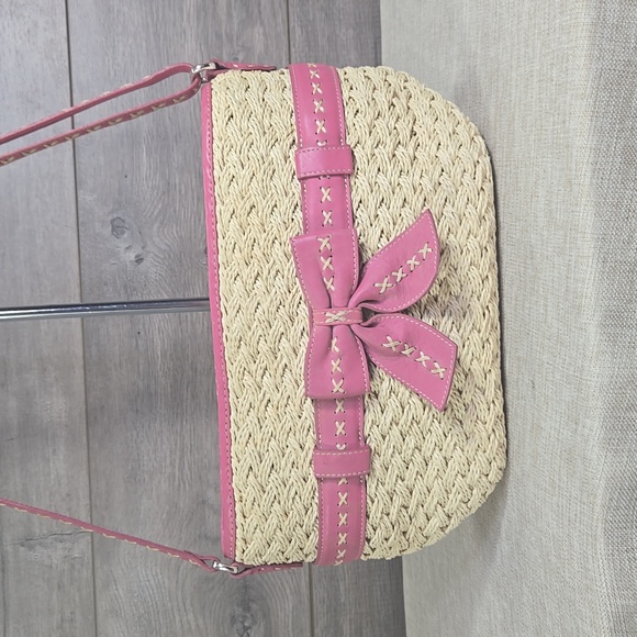 Brighton Straw/Leather Crossbody Shoulder Bag - Picture 2 of 11